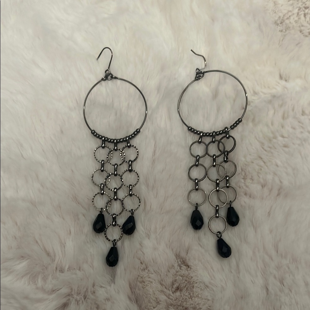 Elegant Black Chandelier Earrings